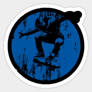 Grunge Urban Skateboarder Graffiti Style - Blue Sticker